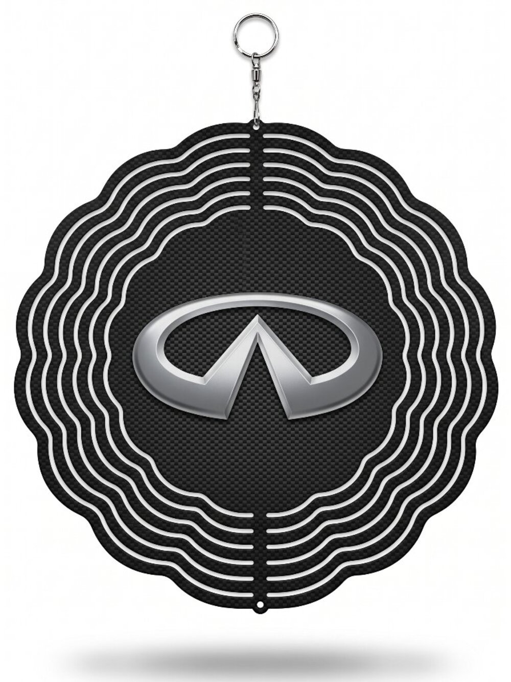 10" Infiniti Carbon Kinetic Wind Spinner - Black Metal Hanging Yard Decor